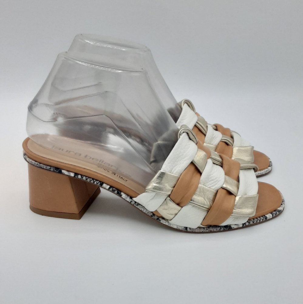 Laura Bellariva Leather Braided Sandal Made in Italy Size EU 38.
